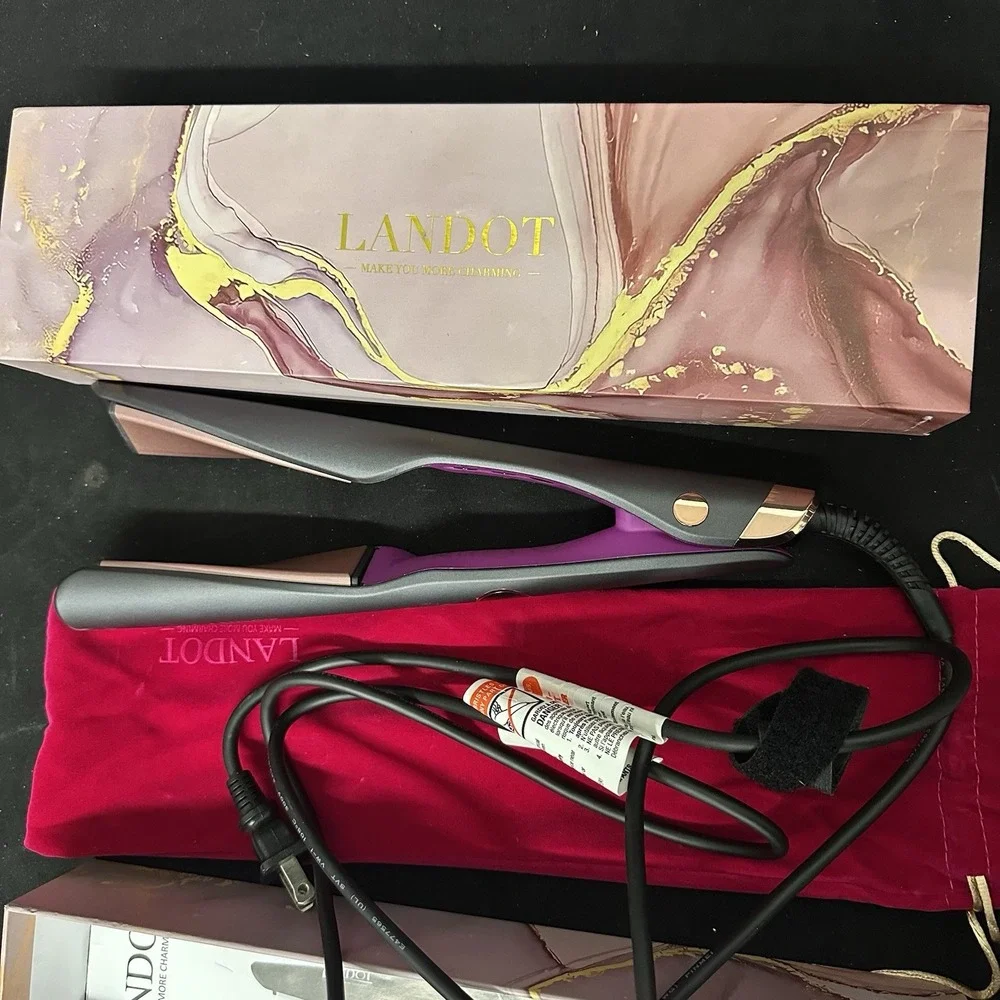 Landot HS168 2-in-1 Hair Twist Hot Iron Curler/Straightener - Black Purple 11c - Picture 1 of 8
